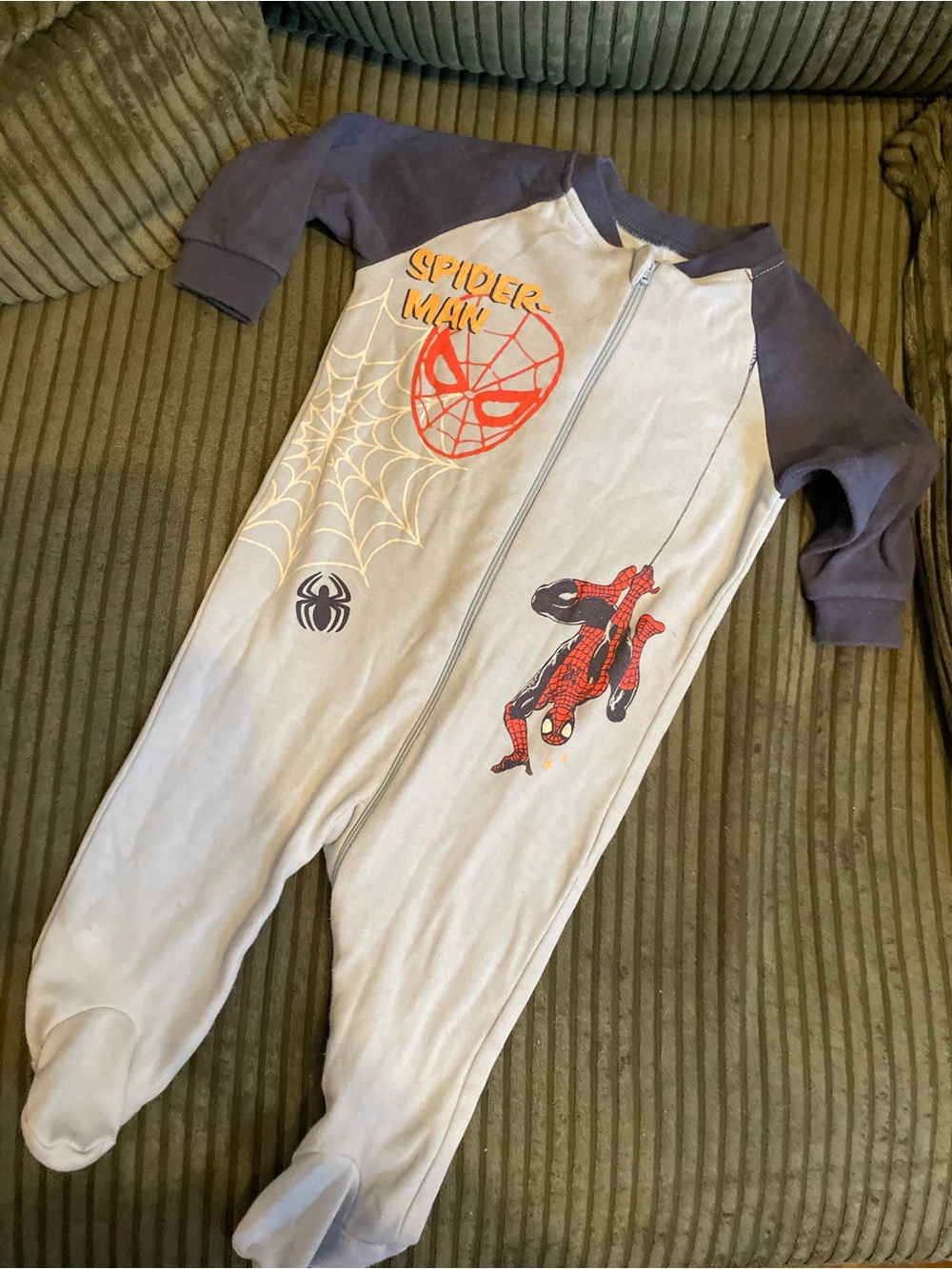 Marvel Spider-Man Grey & Navy Footed One-Piece